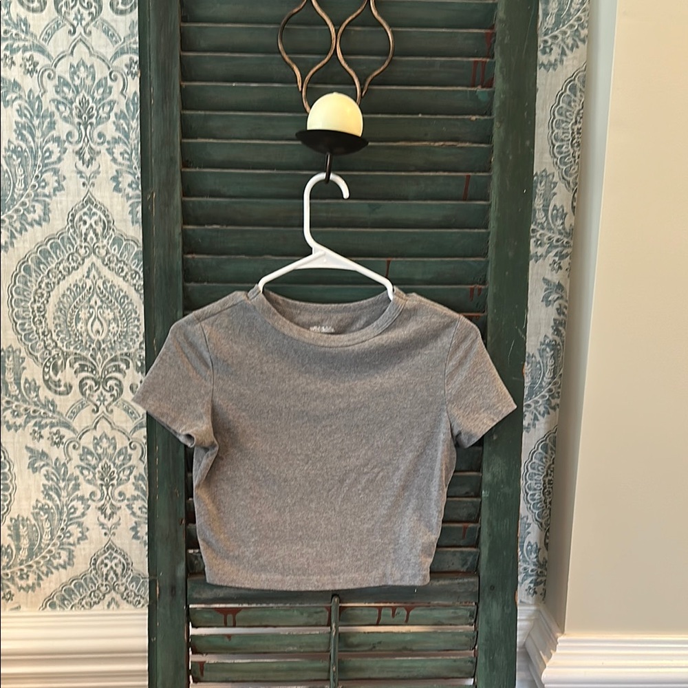 Wild Fable Gray Crop Top Crew Neck